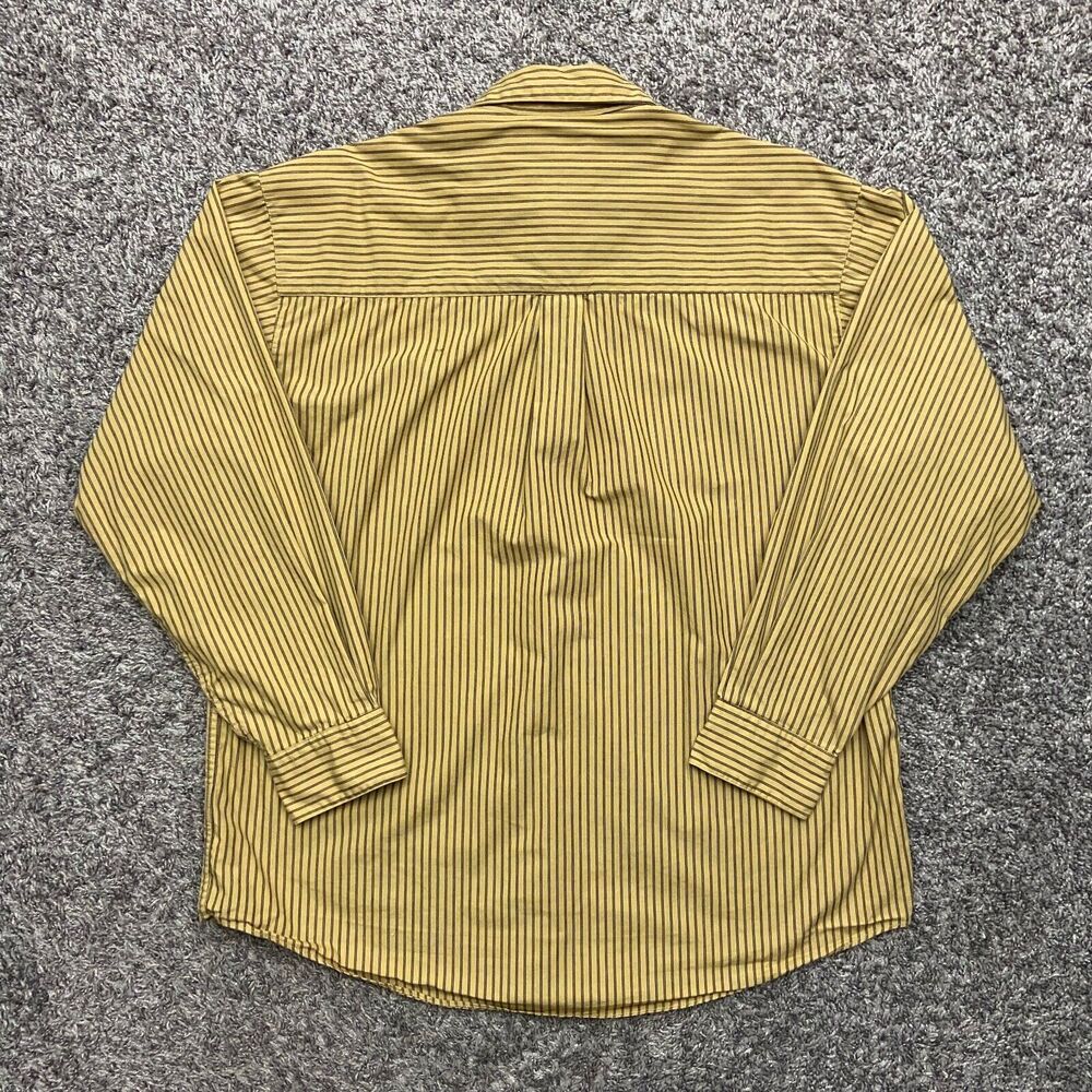 Vintage Striped Button Down Shirt Long Sleeve Vertical Stripe y2k Brown Large - Picture 8 of 8